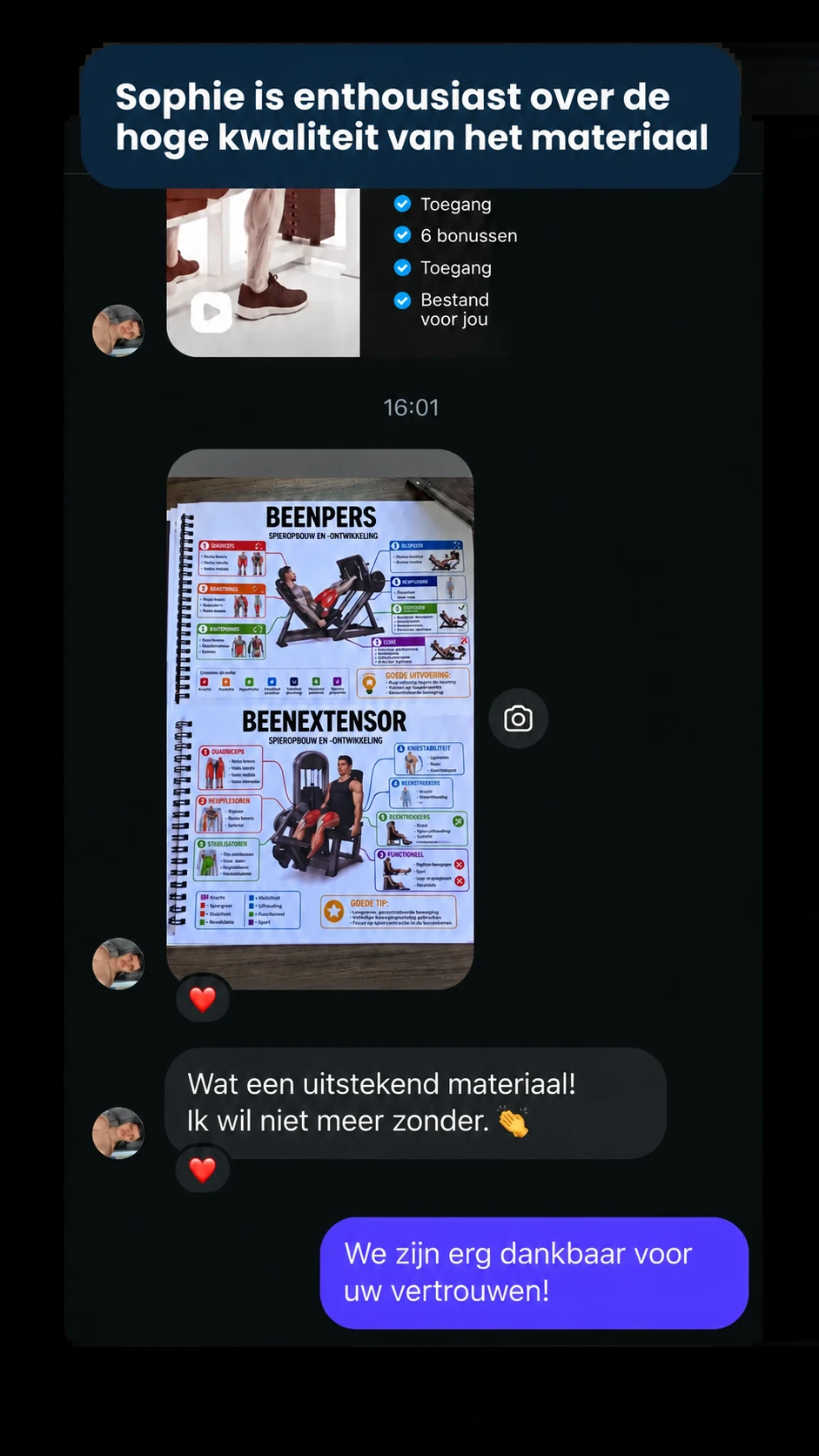 Ervaring van Sophie met het materiaal