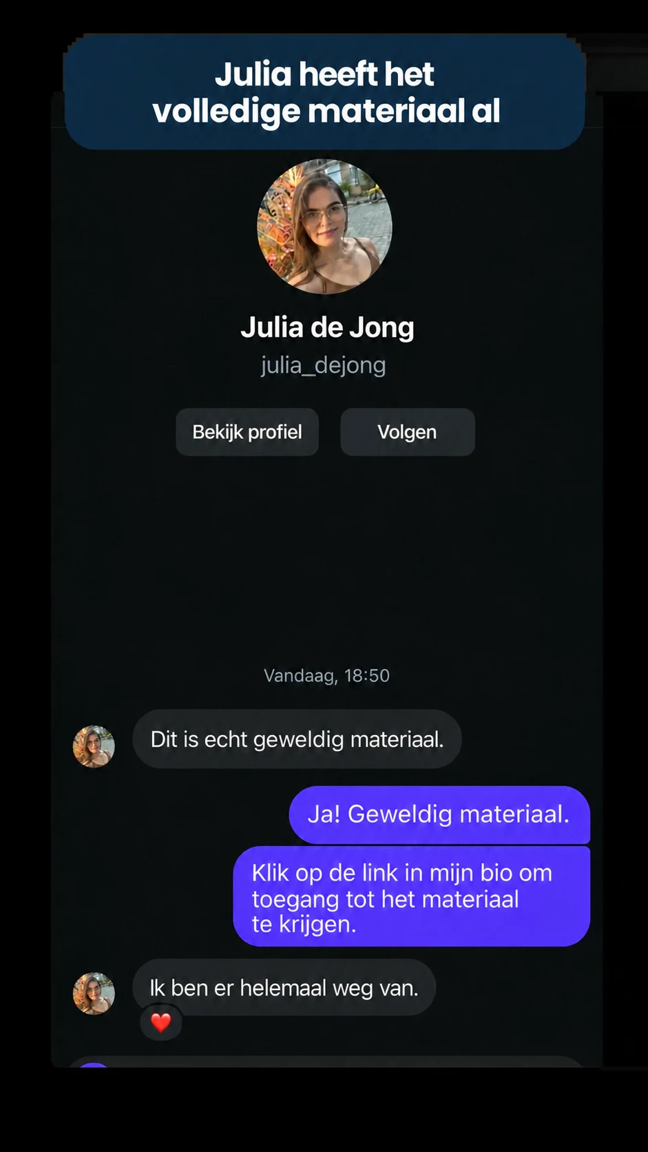 Ervaring van Julia met het materiaal