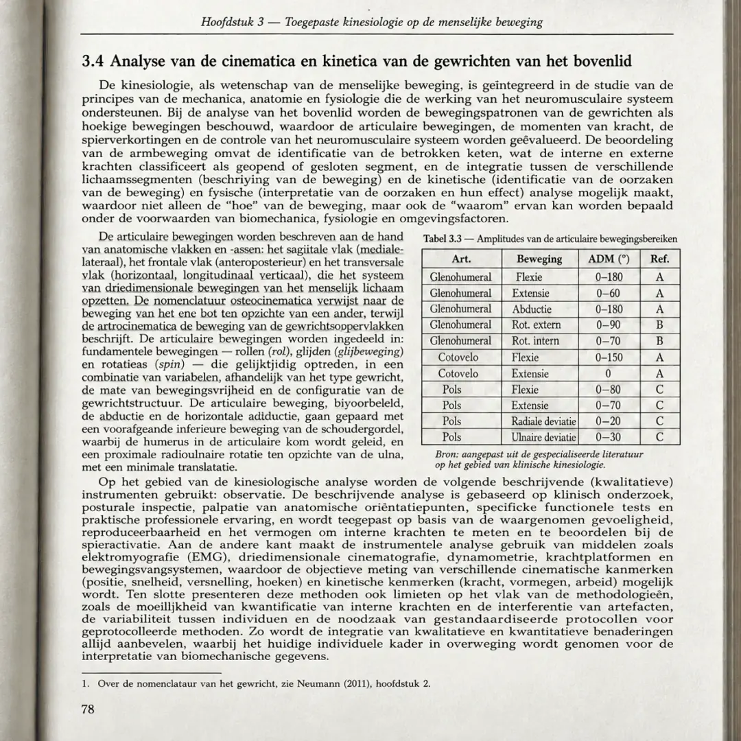 Pagina uit een traditioneel studieboek over bewegingsleer