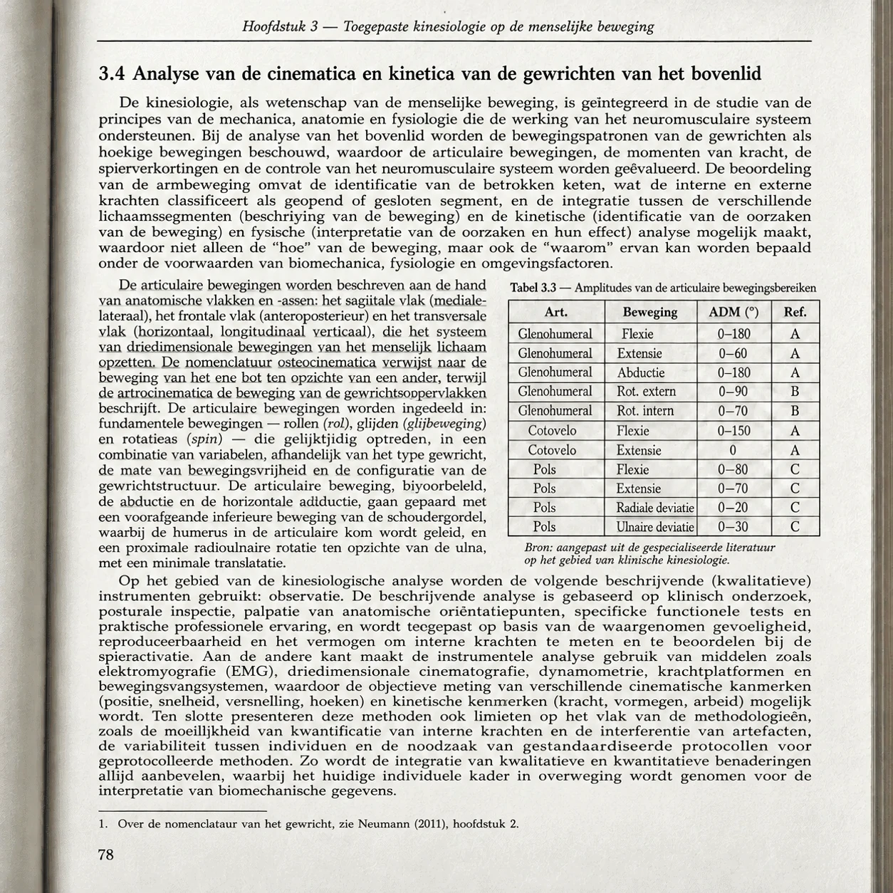 Pagina uit een traditioneel studieboek over bewegingsleer