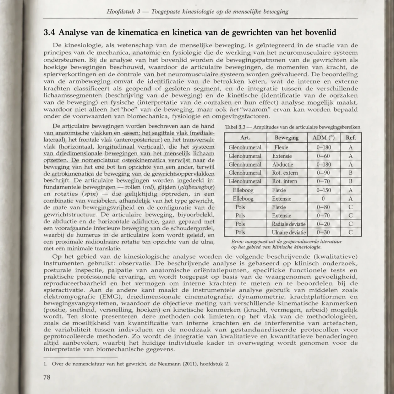 Pagina uit een traditioneel studieboek over bewegingsleer