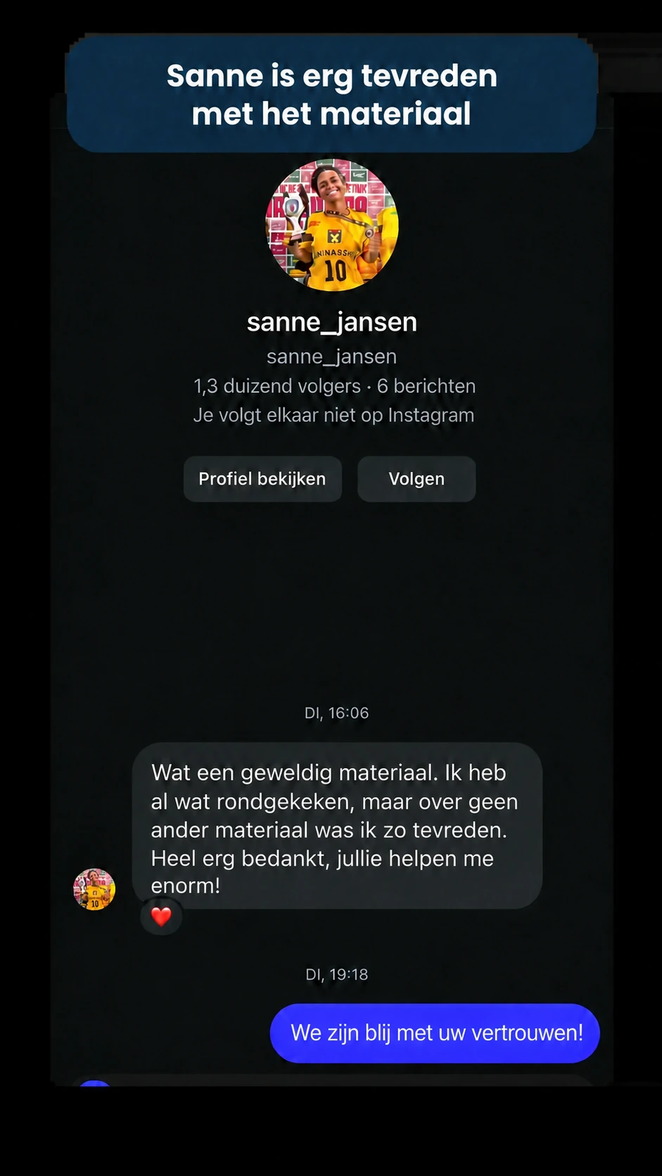 Ervaring van Sanne met het materiaal